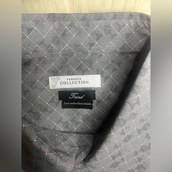 Versace Collection”Trend" Black/white Geometric print Long Sleeve dress sz 45 - Picture 2 of 10